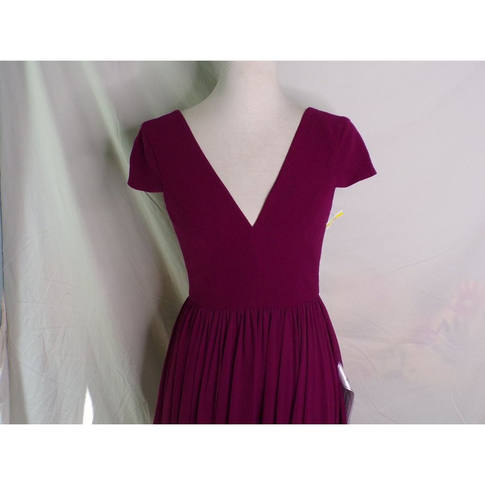 SOLD DRESS THE POPULATION Corey Flare Chiffon Dress Magenta Large (8-10) - Picture 6 of 12